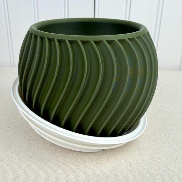 The Sonar Planter, Indoor Flower Pot, Tabletop Planter, Swirl Pattern - Picture 3 of 12